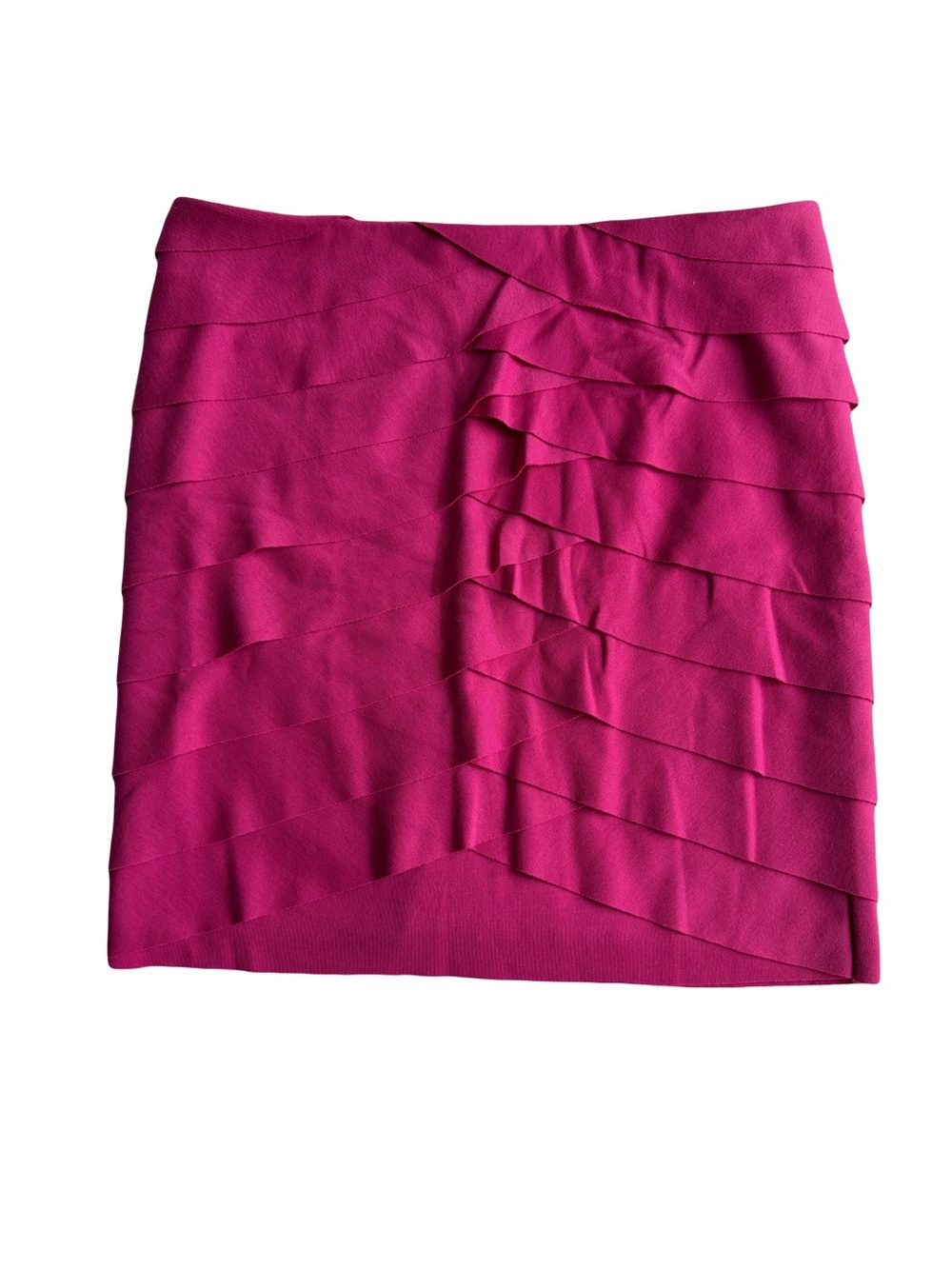 Magenta Layered Ruffle Mini Pencil Skirt